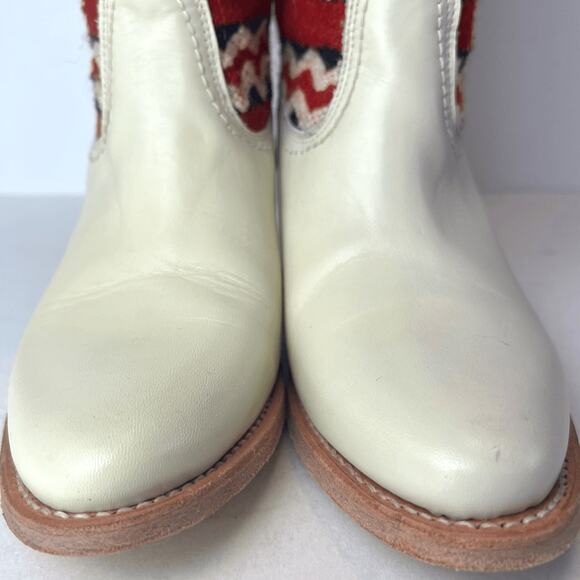 Cobra Society Handmade Alcazar Leather Wool Western Cowboy Boots Cream Red Sz 36 - Picture 2 of 12